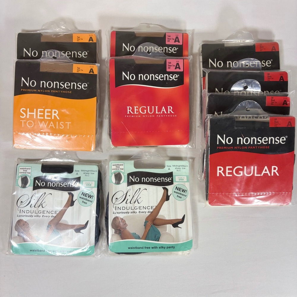 Vintage No Nonsense Pantyhose Lot 11 Deadstock 90s Size A Sheer To Waist Silk